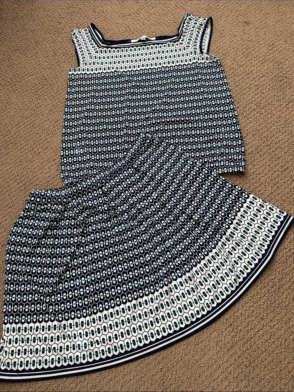Max Studio Set Women's Navy and White Patterned A-Line Skirt